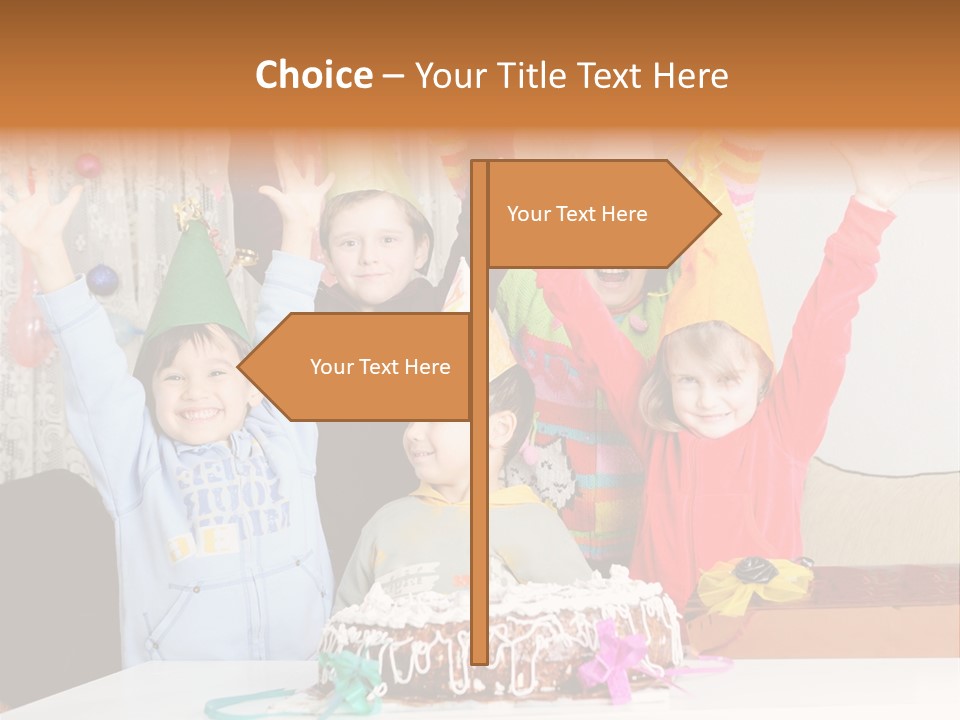 A Group Of Children Celebrating A Birthday With A Cake PowerPoint Template