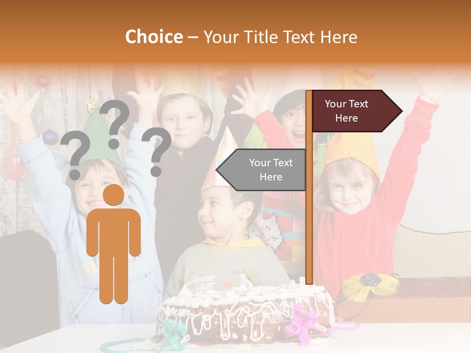 A Group Of Children Celebrating A Birthday With A Cake PowerPoint Template