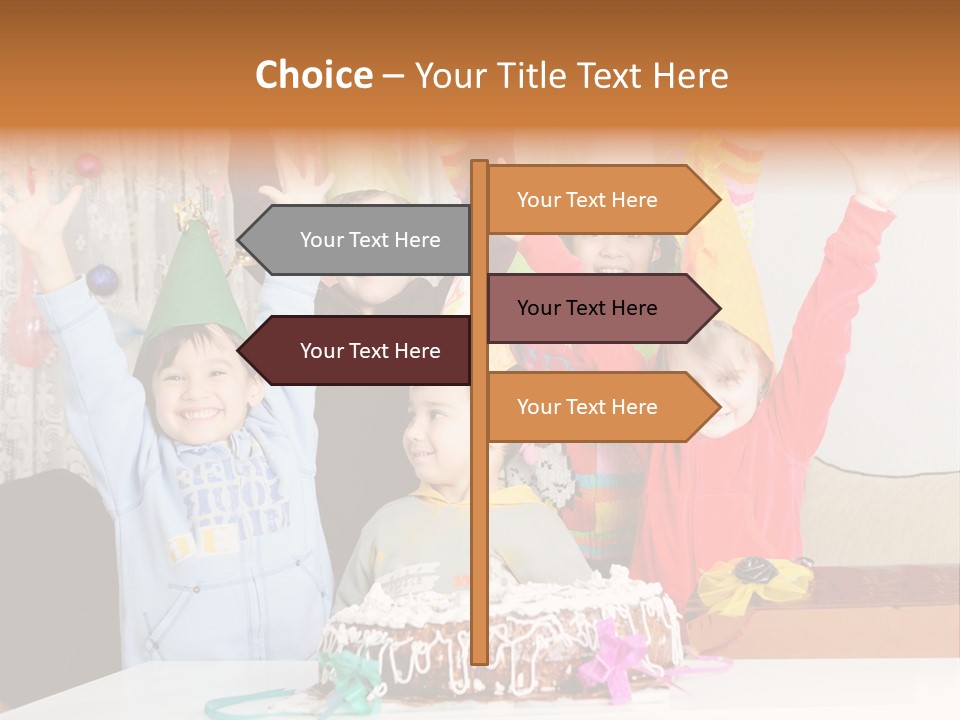 A Group Of Children Celebrating A Birthday With A Cake PowerPoint Template