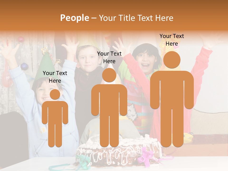 A Group Of Children Celebrating A Birthday With A Cake PowerPoint Template