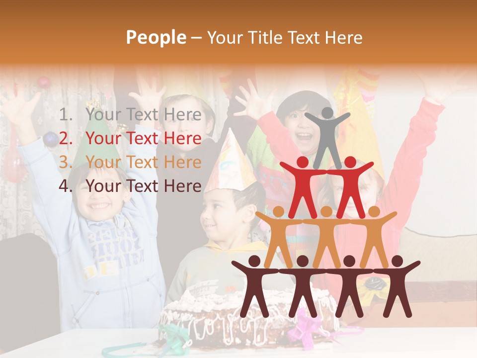 A Group Of Children Celebrating A Birthday With A Cake PowerPoint Template