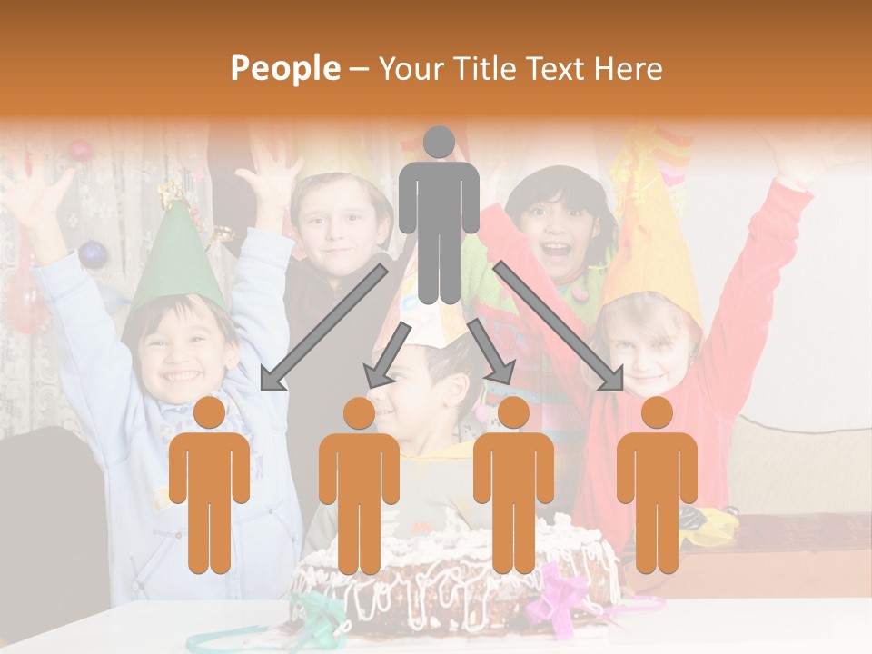 A Group Of Children Celebrating A Birthday With A Cake PowerPoint Template