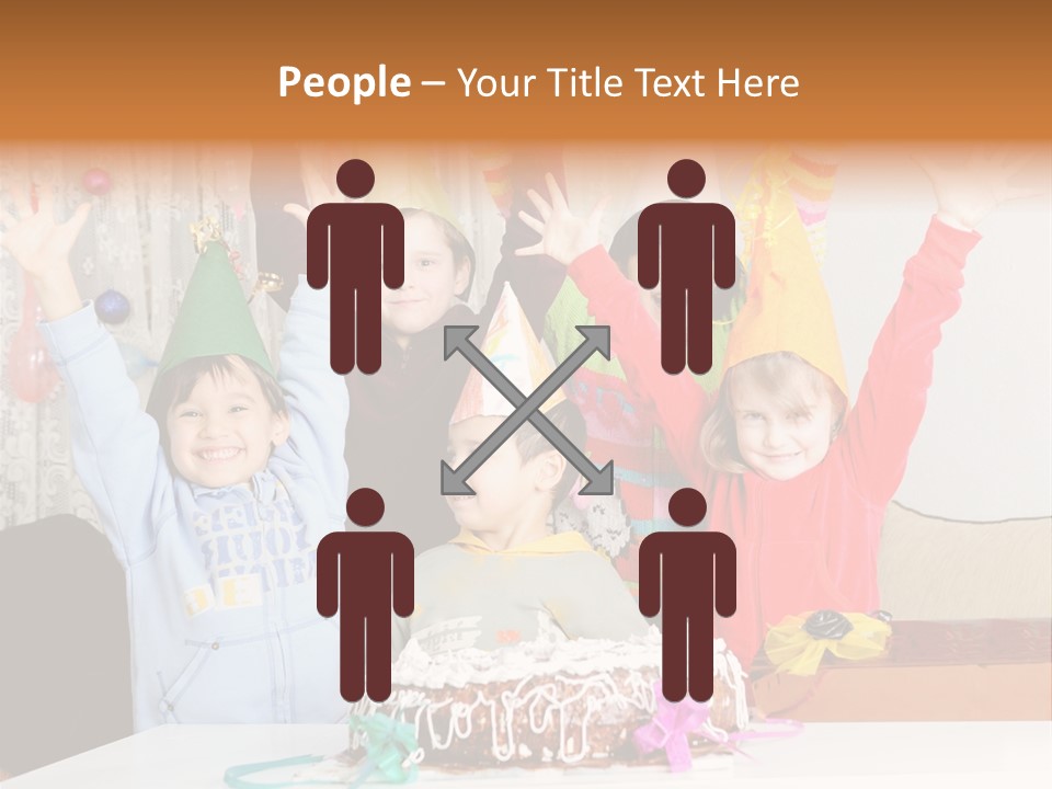 A Group Of Children Celebrating A Birthday With A Cake PowerPoint Template