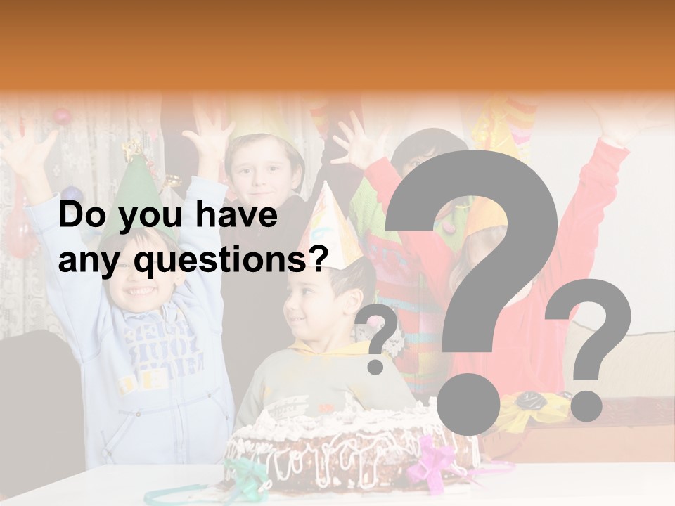 A Group Of Children Celebrating A Birthday With A Cake PowerPoint Template