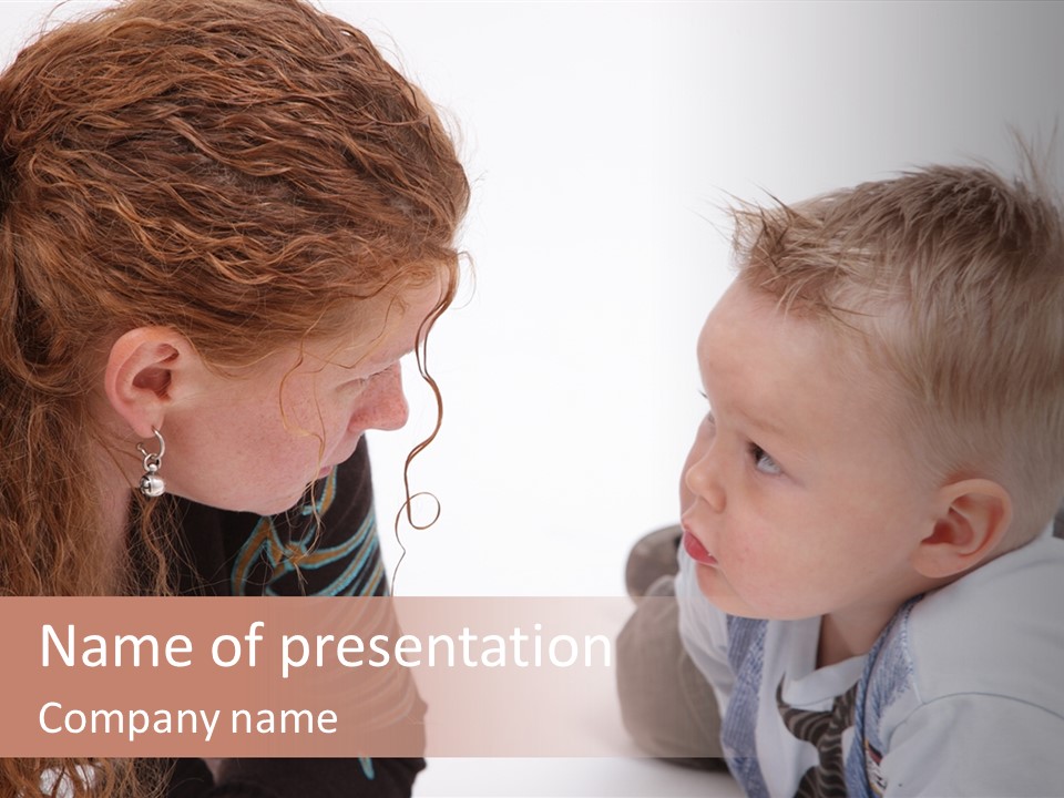 A Woman And A Child Are Looking At Each Other PowerPoint Template