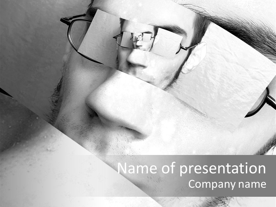 A Man With Glasses Looking Through A Piece Of Paper PowerPoint Template