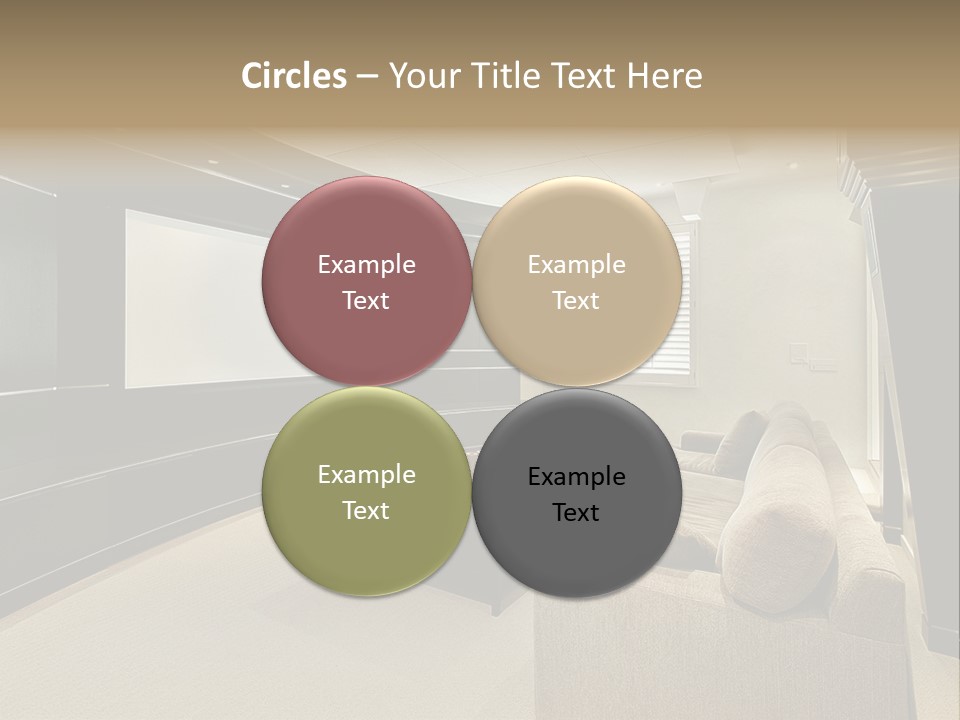 A Living Room With A Large Screen On The Wall PowerPoint Template