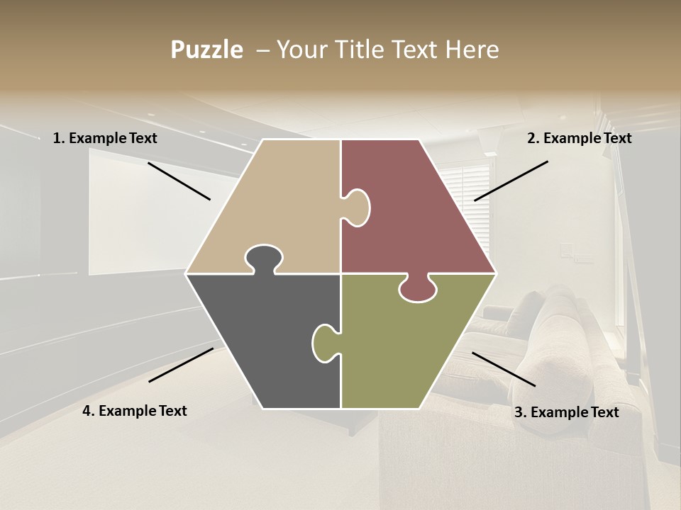 A Living Room With A Large Screen On The Wall PowerPoint Template