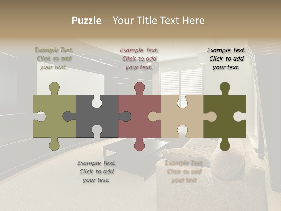 A Living Room With A Large Screen On The Wall PowerPoint Template