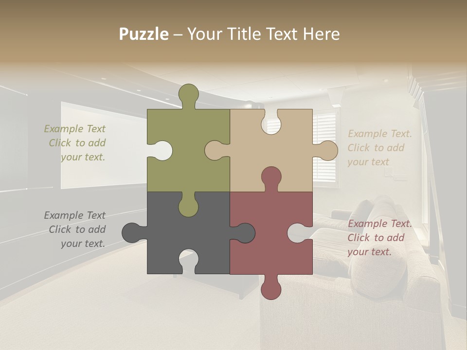 A Living Room With A Large Screen On The Wall PowerPoint Template