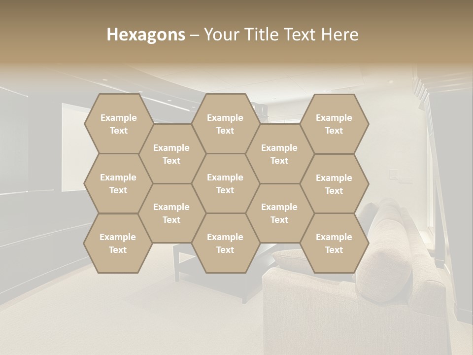 A Living Room With A Large Screen On The Wall PowerPoint Template