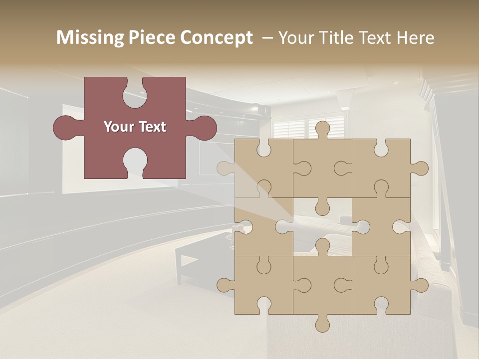 A Living Room With A Large Screen On The Wall PowerPoint Template