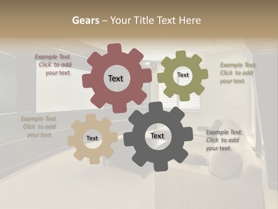 A Living Room With A Large Screen On The Wall PowerPoint Template