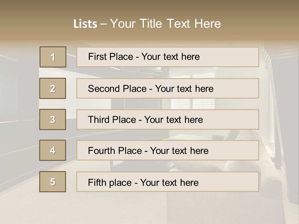 A Living Room With A Large Screen On The Wall PowerPoint Template
