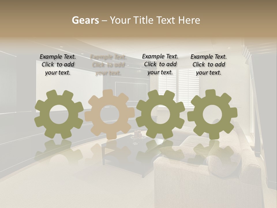 A Living Room With A Large Screen On The Wall PowerPoint Template