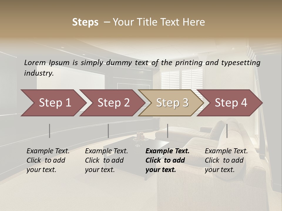 A Living Room With A Large Screen On The Wall PowerPoint Template
