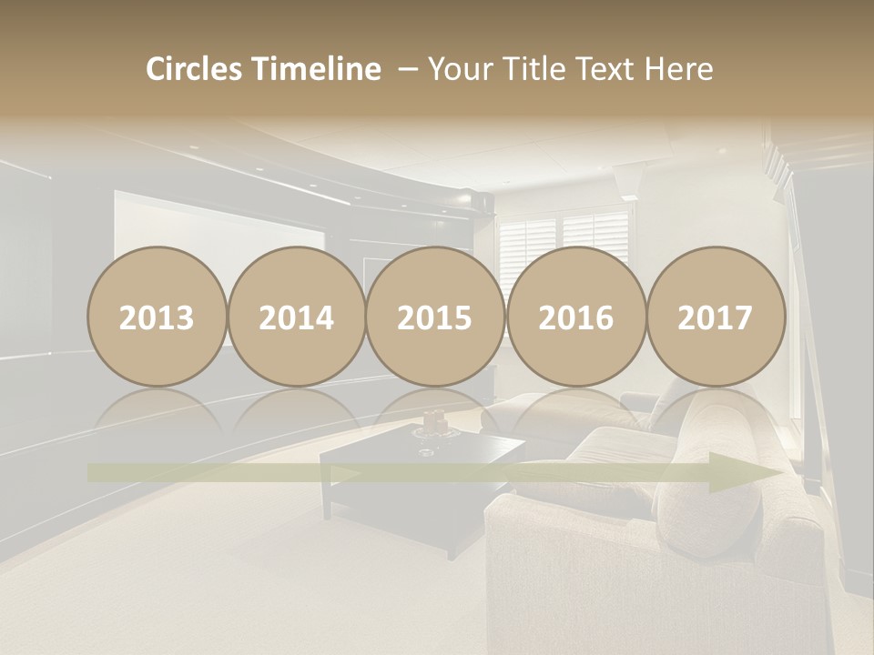 A Living Room With A Large Screen On The Wall PowerPoint Template