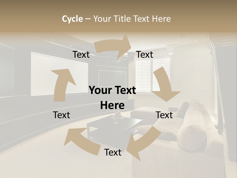 A Living Room With A Large Screen On The Wall PowerPoint Template