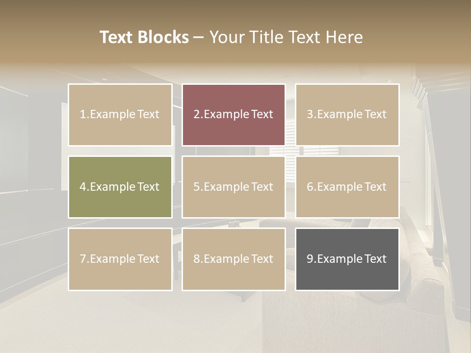 A Living Room With A Large Screen On The Wall PowerPoint Template