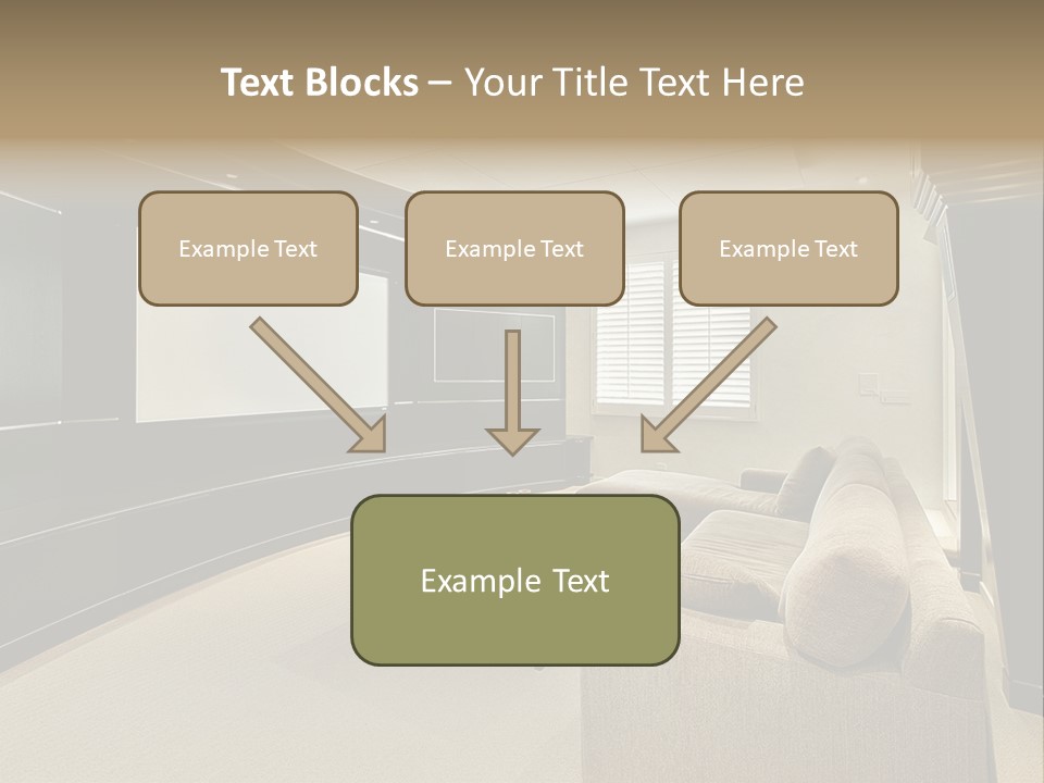 A Living Room With A Large Screen On The Wall PowerPoint Template