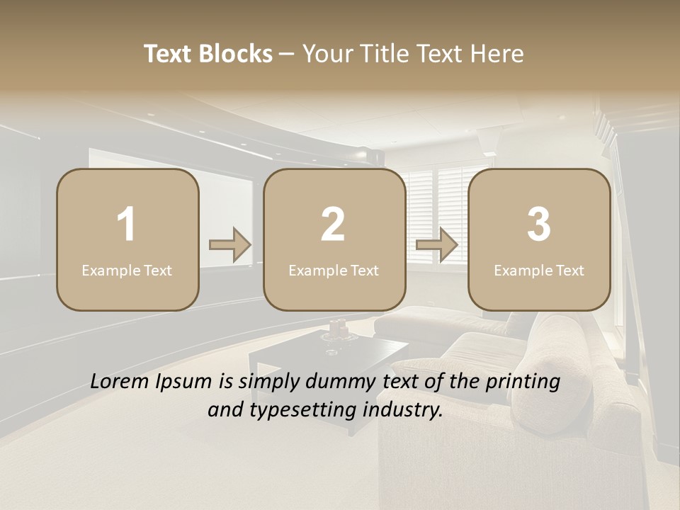 A Living Room With A Large Screen On The Wall PowerPoint Template