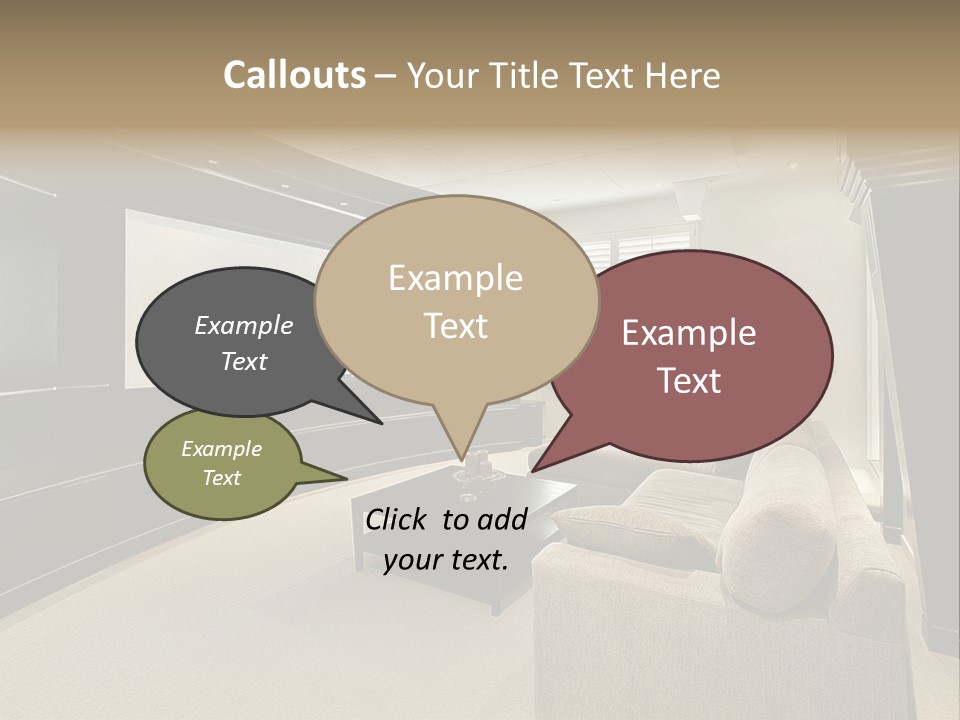 A Living Room With A Large Screen On The Wall PowerPoint Template