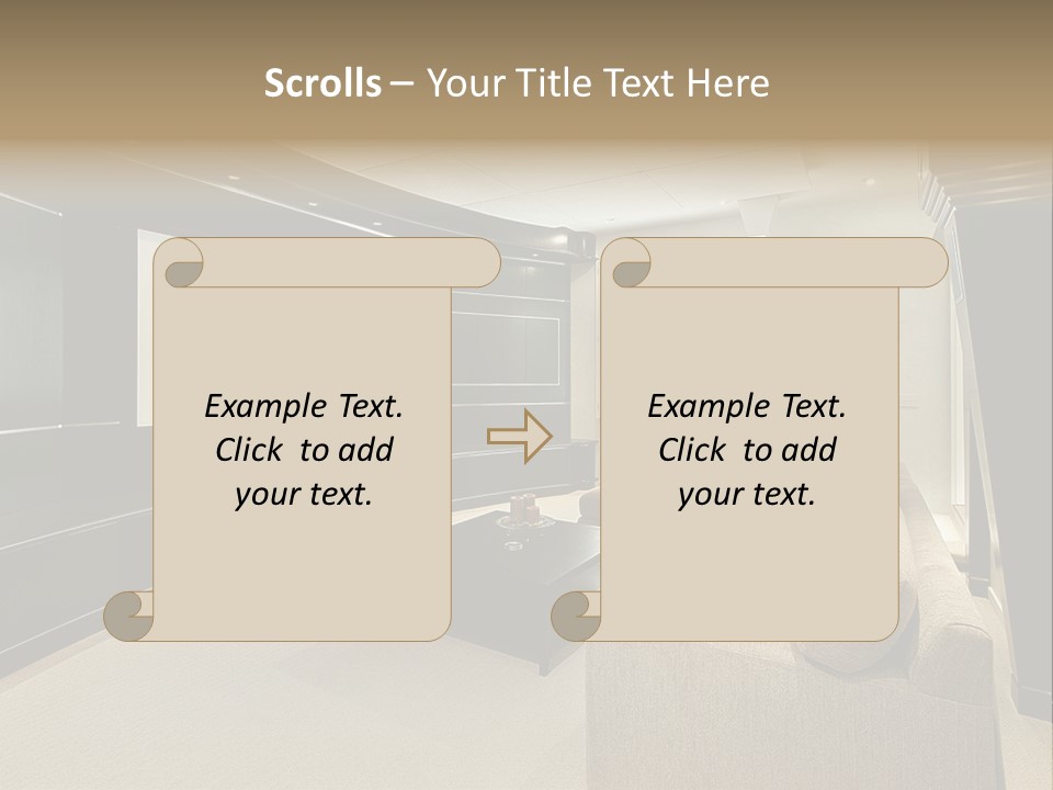 A Living Room With A Large Screen On The Wall PowerPoint Template