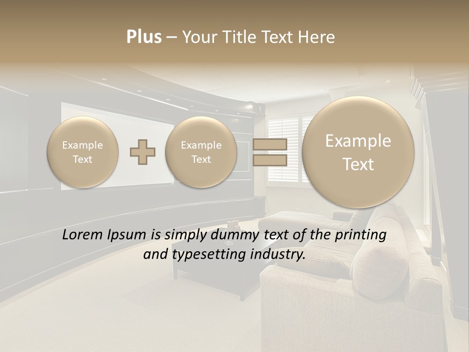 A Living Room With A Large Screen On The Wall PowerPoint Template