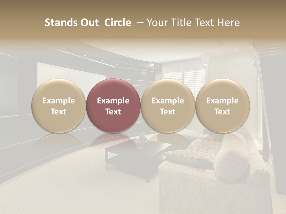 A Living Room With A Large Screen On The Wall PowerPoint Template