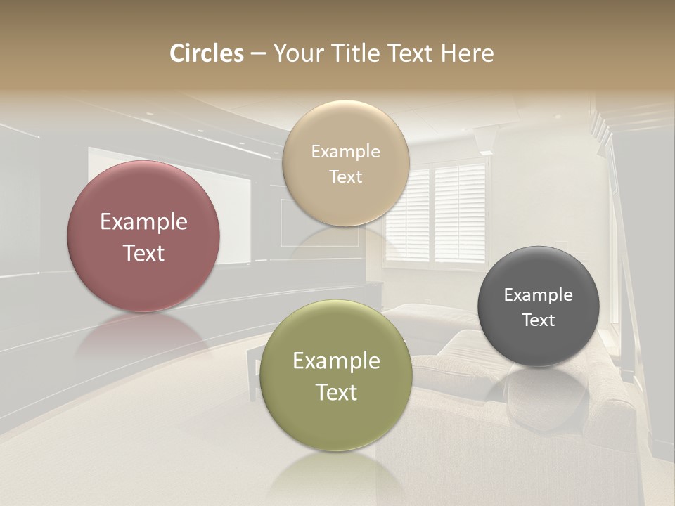 A Living Room With A Large Screen On The Wall PowerPoint Template