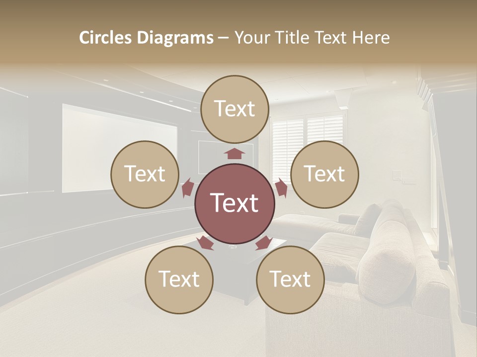 A Living Room With A Large Screen On The Wall PowerPoint Template