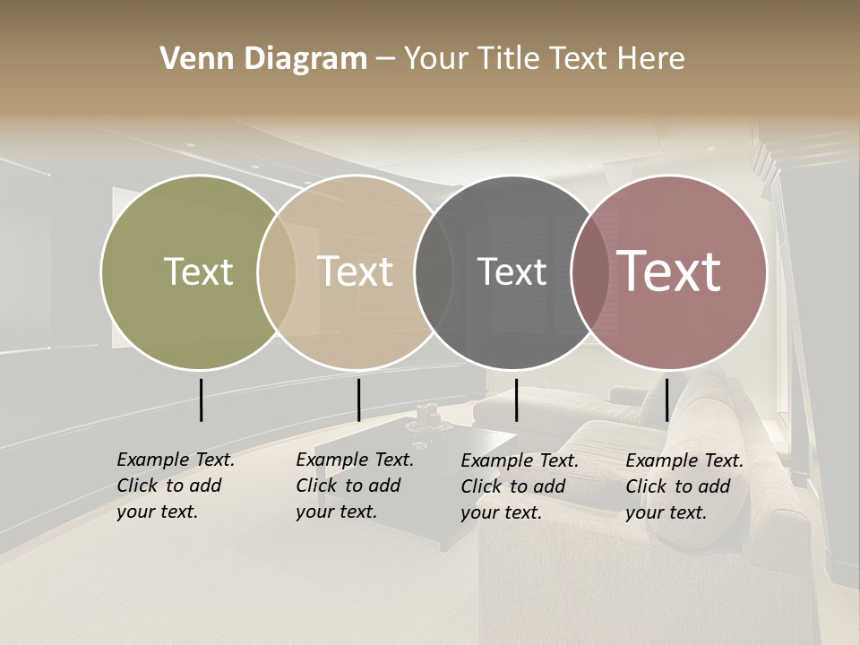A Living Room With A Large Screen On The Wall PowerPoint Template