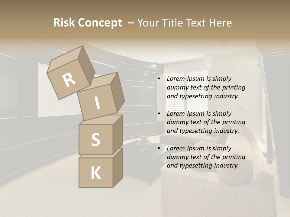 A Living Room With A Large Screen On The Wall PowerPoint Template