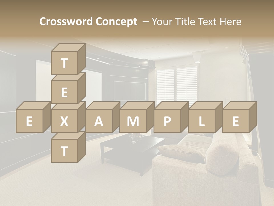 A Living Room With A Large Screen On The Wall PowerPoint Template