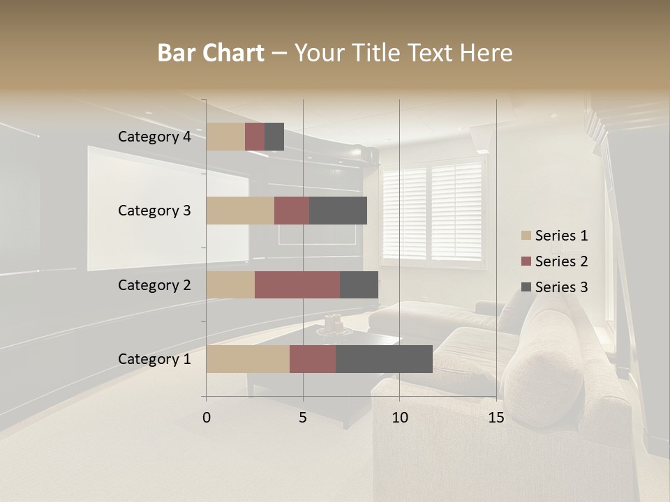 A Living Room With A Large Screen On The Wall PowerPoint Template