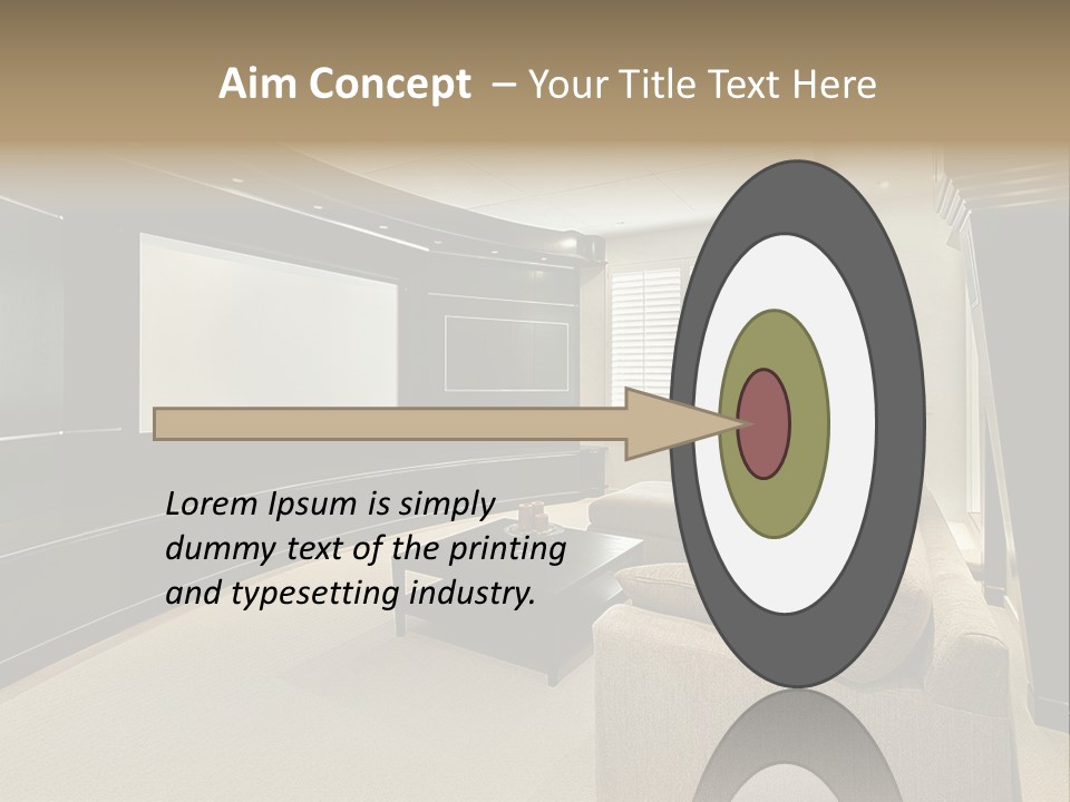 A Living Room With A Large Screen On The Wall PowerPoint Template