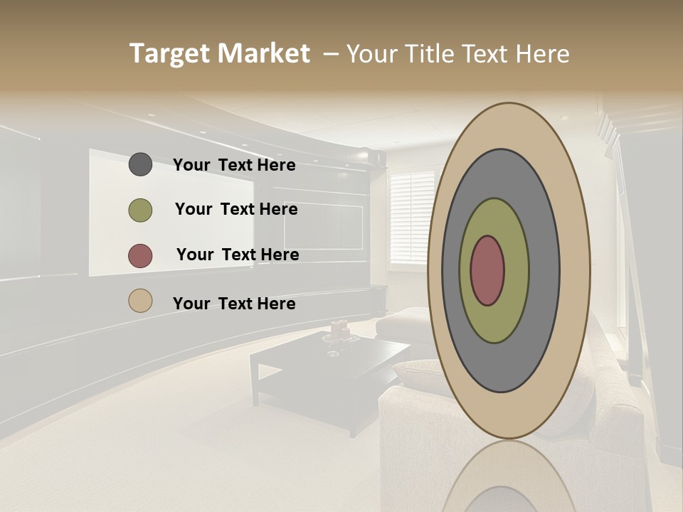 A Living Room With A Large Screen On The Wall PowerPoint Template