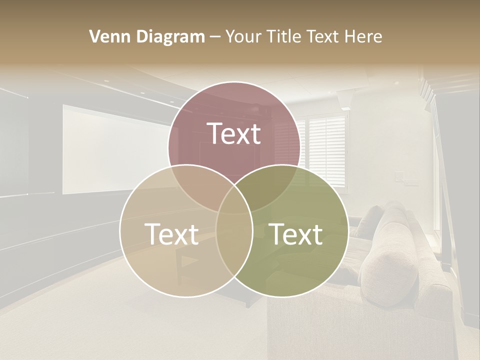 A Living Room With A Large Screen On The Wall PowerPoint Template