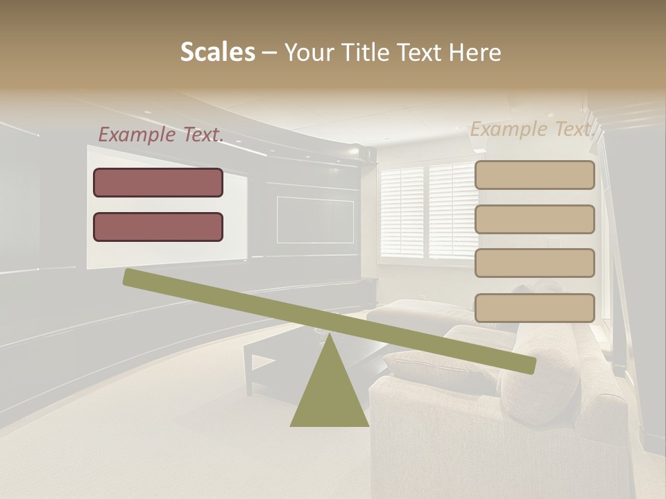 A Living Room With A Large Screen On The Wall PowerPoint Template
