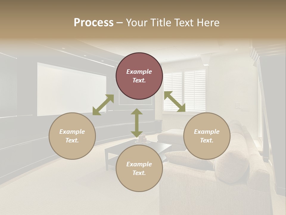 A Living Room With A Large Screen On The Wall PowerPoint Template