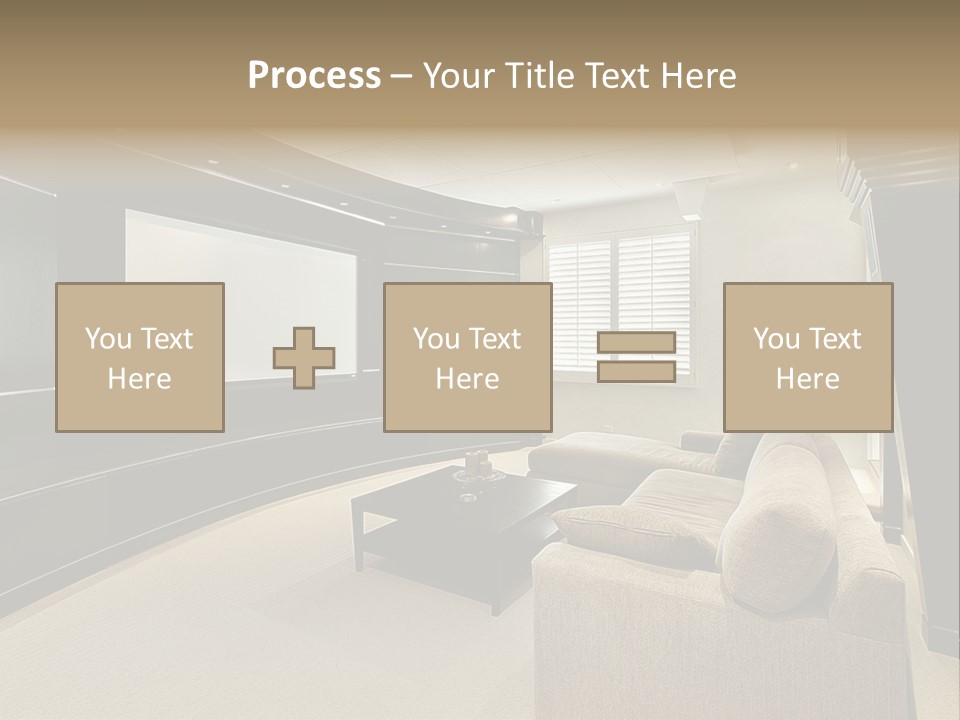 A Living Room With A Large Screen On The Wall PowerPoint Template