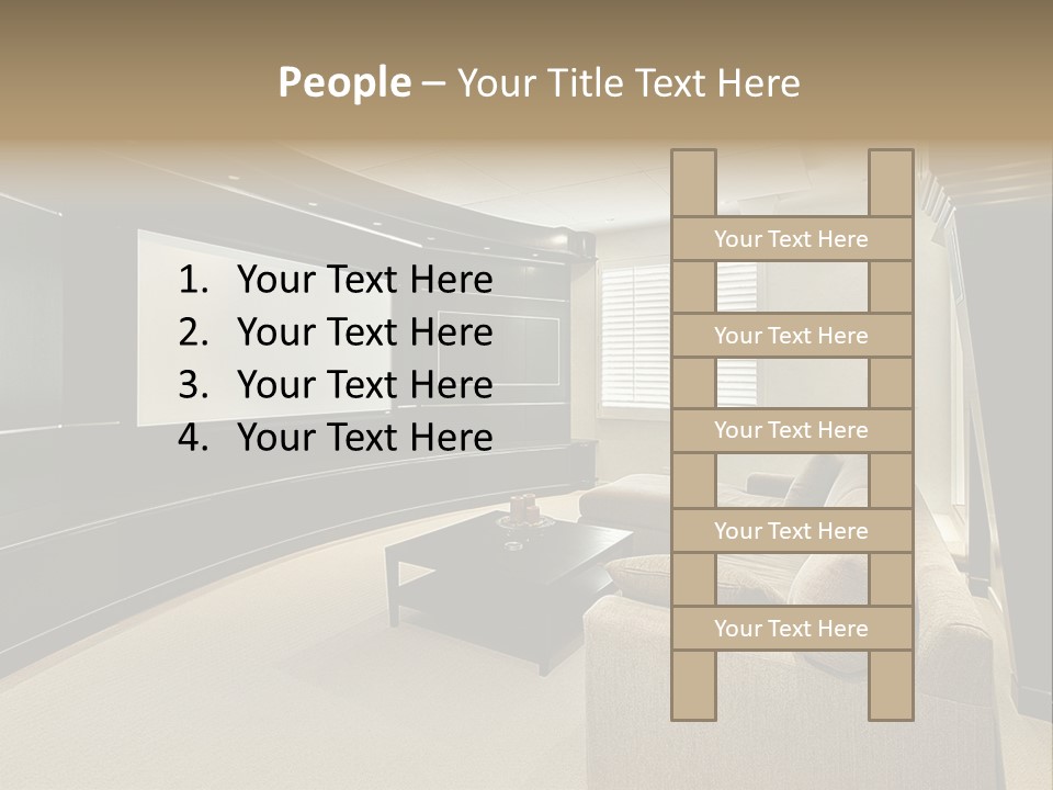 A Living Room With A Large Screen On The Wall PowerPoint Template