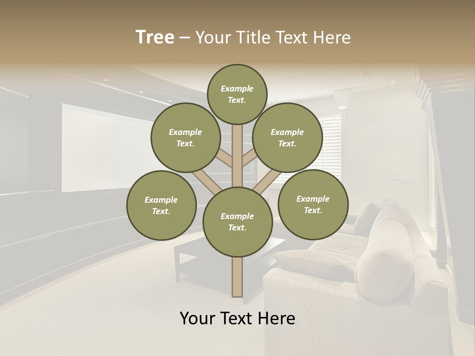 A Living Room With A Large Screen On The Wall PowerPoint Template