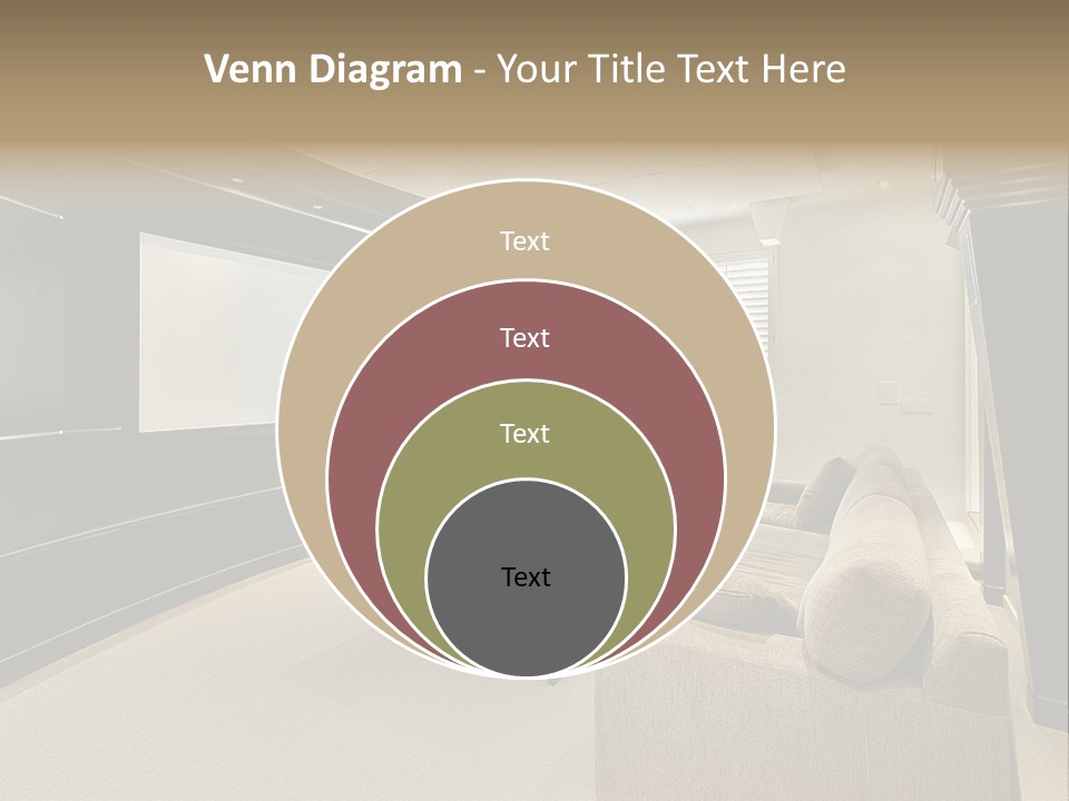 A Living Room With A Large Screen On The Wall PowerPoint Template