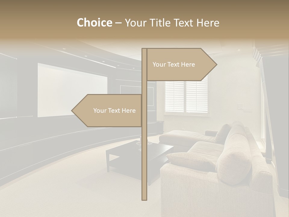 A Living Room With A Large Screen On The Wall PowerPoint Template