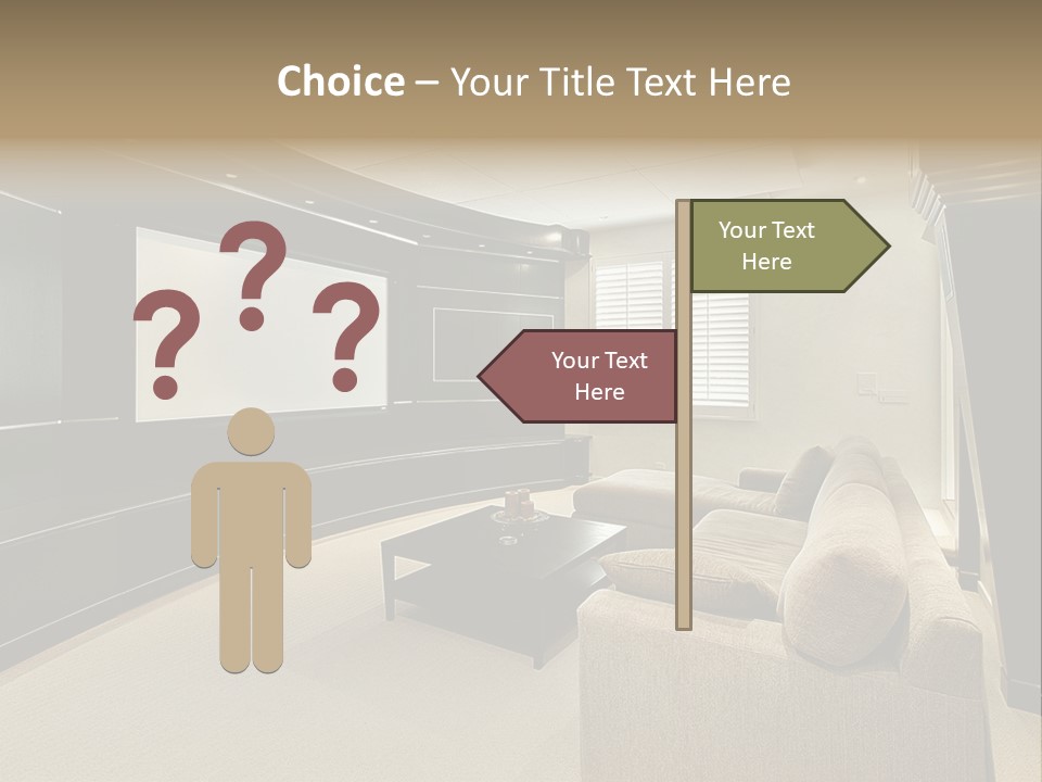 A Living Room With A Large Screen On The Wall PowerPoint Template