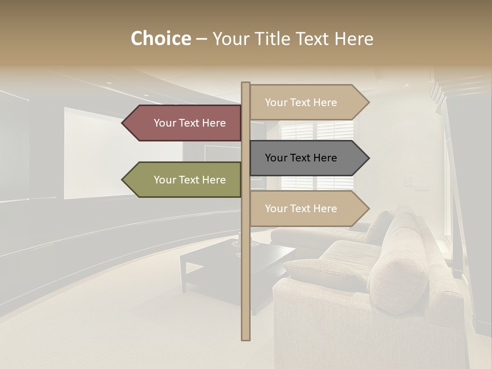 A Living Room With A Large Screen On The Wall PowerPoint Template