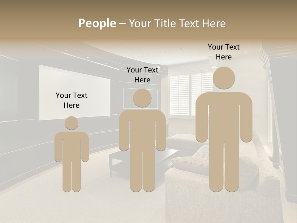 A Living Room With A Large Screen On The Wall PowerPoint Template