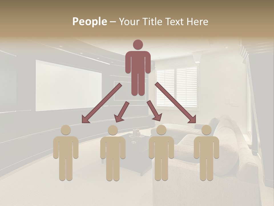 A Living Room With A Large Screen On The Wall PowerPoint Template