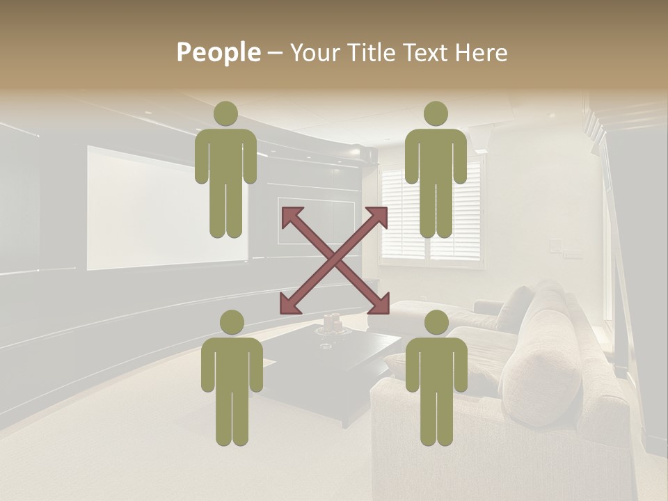 A Living Room With A Large Screen On The Wall PowerPoint Template